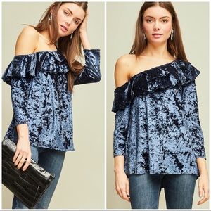 Date Night Vibes velvet one shoulder top